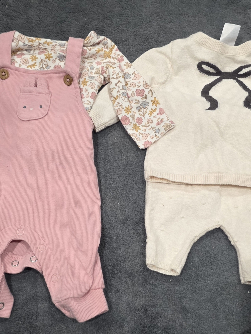 Carter's Baby Pink Corduroy Overalls & Bow Outfit